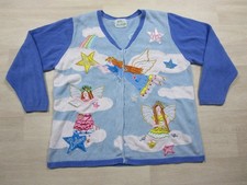 Vintage Y2K Quacker Factory Cardigan Sweater Women's XL Angel Cloud Sky
