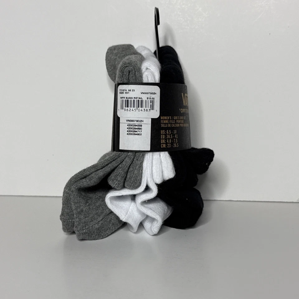 NUEVO CON ETIQUETAS VANS Calcetines de media pantorrilla negros/blancos/grises para niñas/mujeres talla US 6,5-10 Foto 3 de 3
