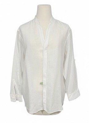 Baird McNutt Murano 100% Linen Shirt 2XB White Button Down Roll