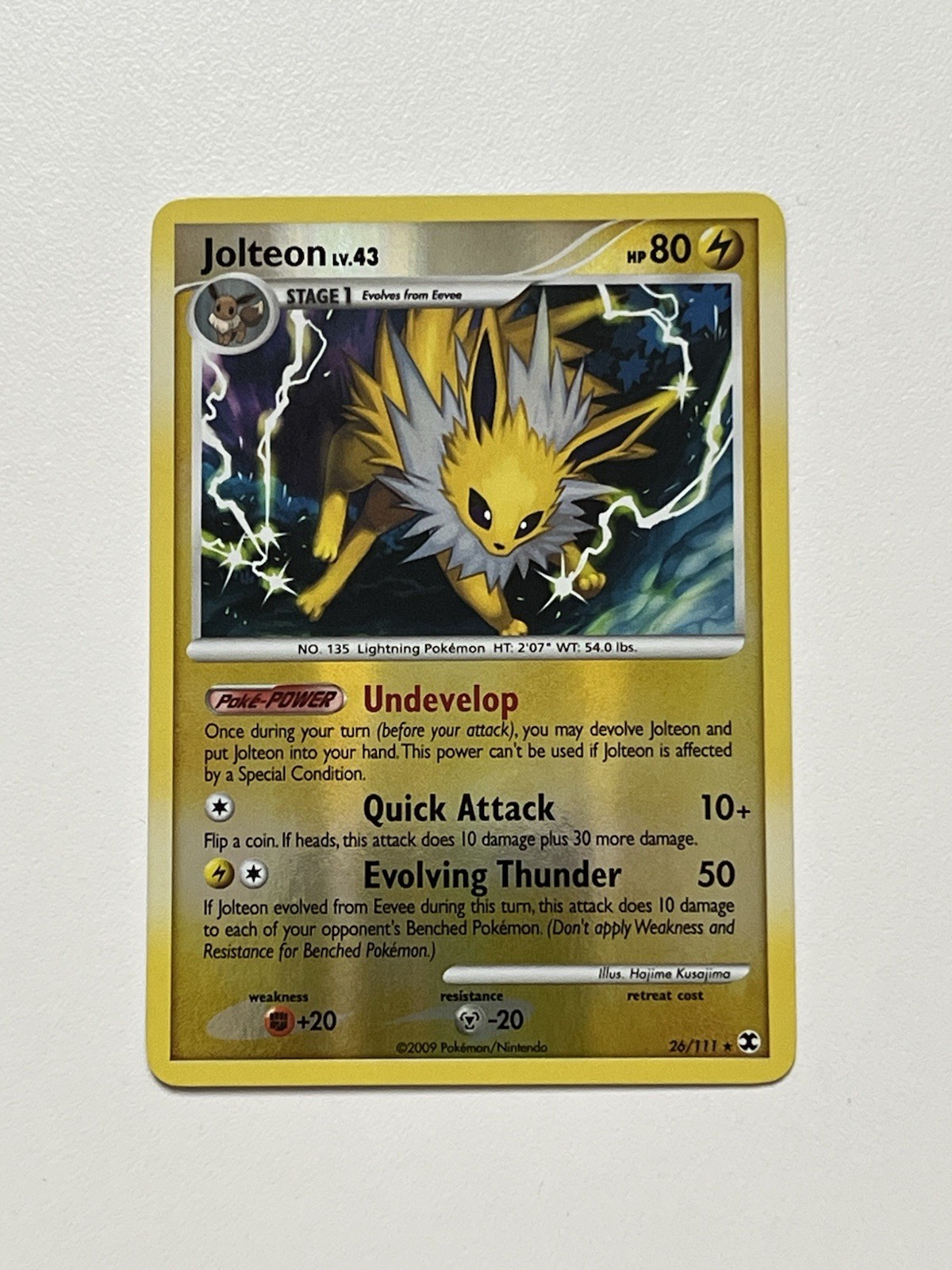 2009 Pokemon Rising Rivals Jolteon 26/111 Reverse Holo Card (NM)