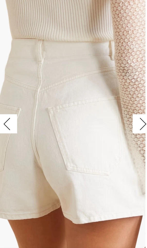 Shorts jeans branco cintura alta Chloé Dukuno novo com etiquetas tamanho 10 ($690 varejo) designer de luxo - Imagem 3 de 4