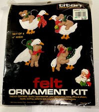 Vintage Titan Needlecraft Felt Ornament Kit 465 - Teddy Bears Geese Craft NOS