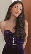 ZARA TAGLIA XS TOP DONNA VELLUTO VIOLA CROPPED COLLO A CUORE NUOVO CON ETICHETTE