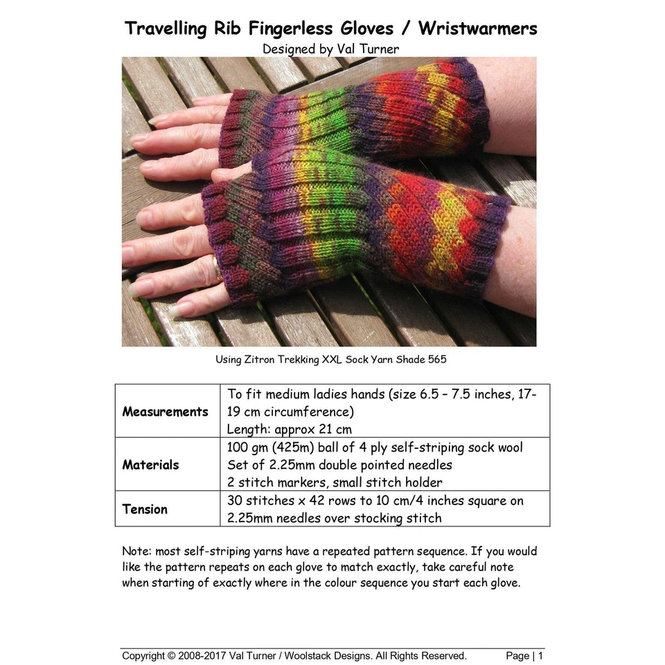 Fingerless Glove / Wristwarmer Knitting Pattern by Woolstack - Image 2 of 2
