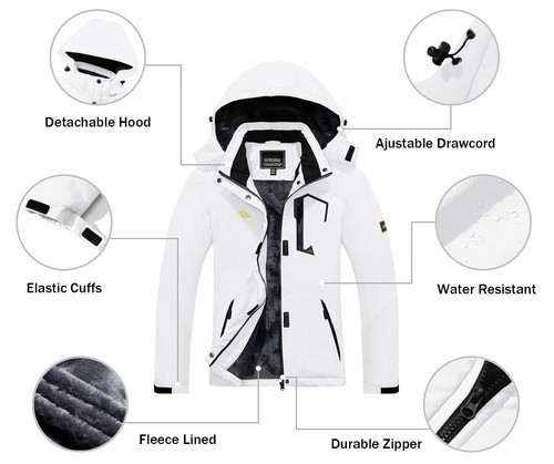 Womens Mountain Ski Snowboard Jacket Waterproof Thermal Fleece Lined Winter Coat - Picture 60 of 150