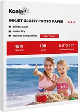Koala Glossy Inkjet Photo Paper 8.5X11 Inches 48Lb 100 Sheets Professional Gloss