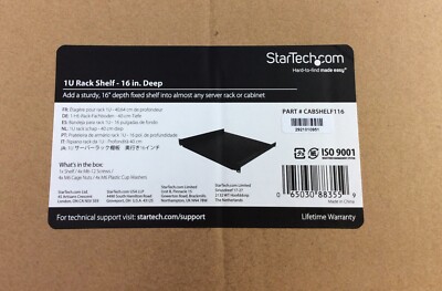 StarTech 1U 16'' Deep Supports Up to 44lbs Server Rack Shelf CABSHELF116 - NEW **