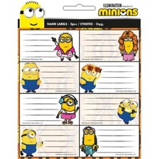 Uniwersalne tabliczki z imieniem Minionki junior papier biały 16 szt.