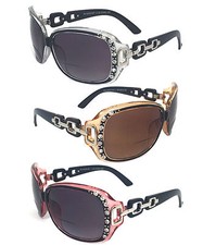Rhinestones Womens Bifocal Readers Reading Sunglasses Glasses Tint UV Protection