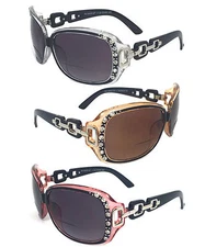 Rhinestones Womens Bifocal Readers Reading Sunglasses Glasses Tint UV Protection