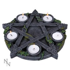 Image of Wiccan Pentagram Tea light Holder 25.5cm by Nemesis Now