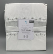 Pottery Barn Kids Metallic Star Slub Border Duvet Cover White Twin N39