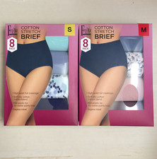 Felina Ladies 8PK Cotton Stretch Brief High Waist Full Coverage Panty underwear