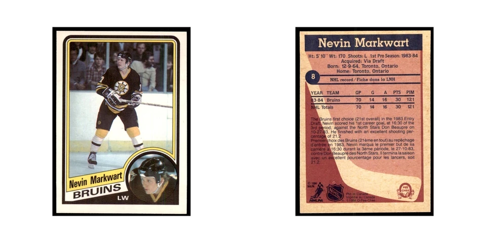 1984 O-Pee-Chee Nevin Markwart RC Boston Bruins #8 - Image 3 of 3