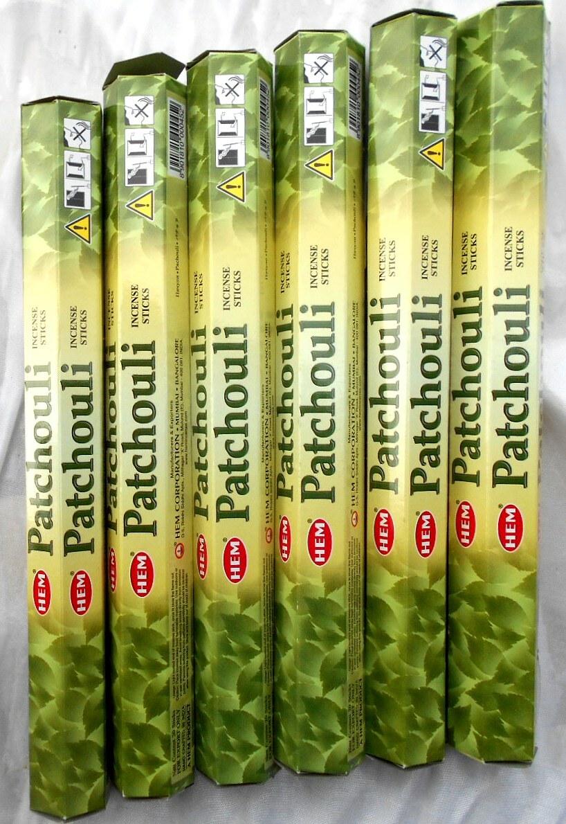 6 Packg. á 20 Stück RÄUCHERSTÄBCHEN Marke incense HEM Patchouli
