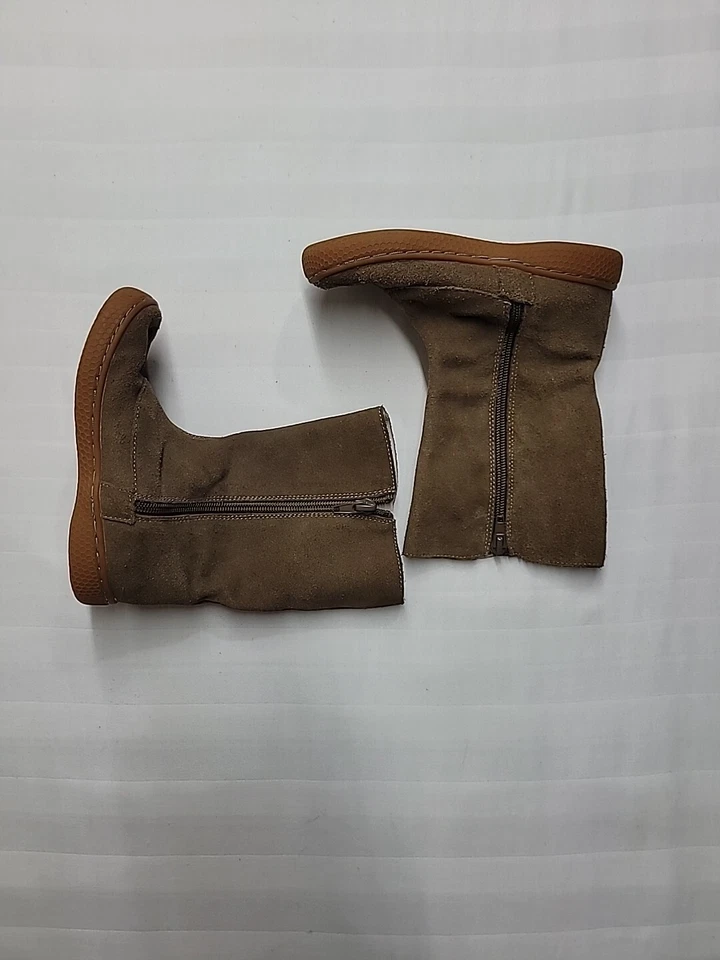 Livie & Luca Suede Boots Girls Size 9 Brown Leather Side Zip - Image 2 of 4