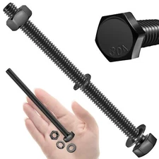 10Sets 1/4"-20 x 4" Stainless Hex Bolts Nuts Washers Black Oxide Durable