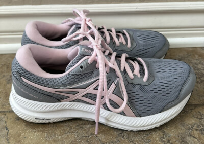 Asics Gel Contend 7 Womens Sz 7 Grey & Pink Running Shoes Sneakers