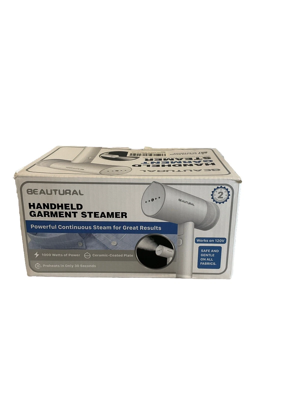 Beautural Handheld Garment Steamer, 1000W, Model: 722NA-0009, YPZ-146, White