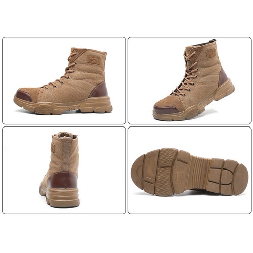 Zapatos de seguridad para hombre Puntera de acero Botas de trabajo antideslizantes Tenis indestructibles talla - Imagen 15 de 19