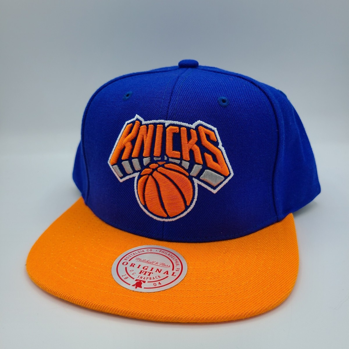 New York Knicks Hat Mitchell & Ness Snapback Cap Blue Orange