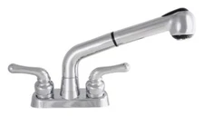 9" Double Tulip Handle Non Metallic Chrome Pull Out Laundry Utility Sink Faucet