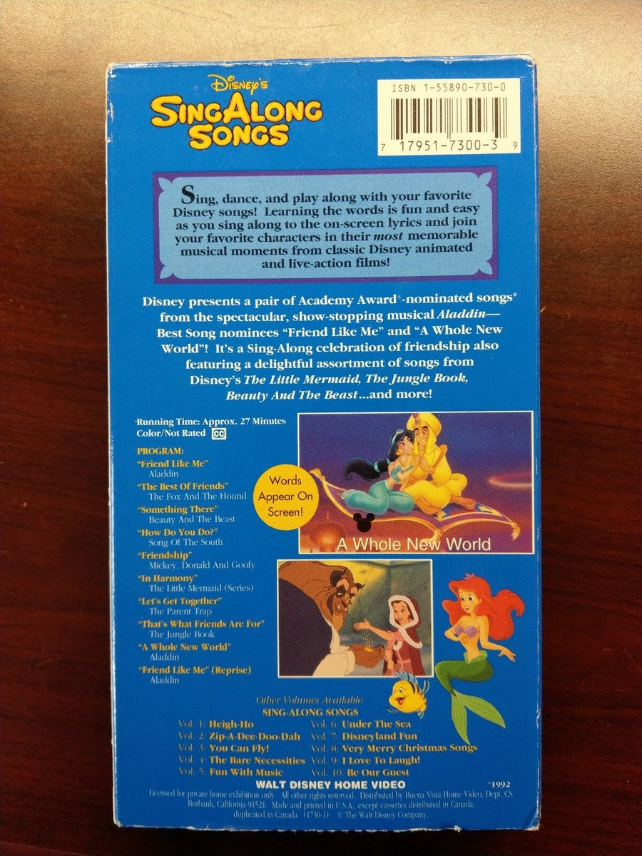 Disneys Sing Along Songs Aladdin Friends Like Me VHS A Whole New