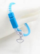 Zipper Bracelet Plastic Blue and White Small