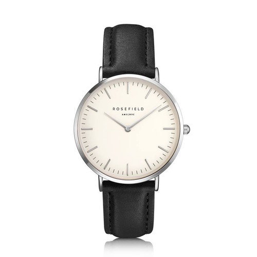 Orologio new york donna pelle nero quadrante bianco tondo ROSEFIELD moda  vintage | eBay