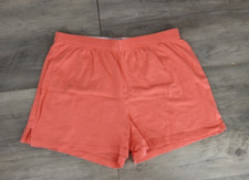 Athletic Works Womens Large 12/14 Coral Orange Pull On Sweat Shorts Elastic Band