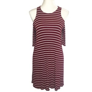 maroon and white striped dress