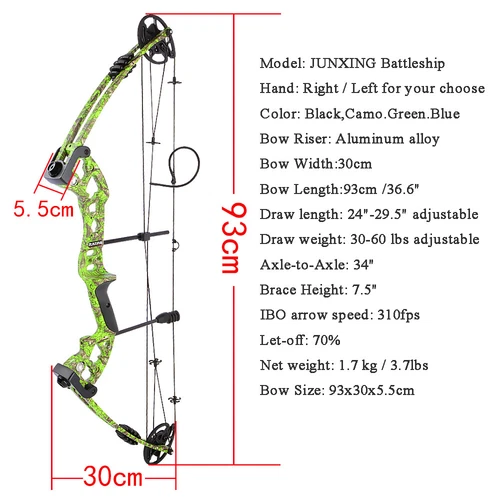 Adjustable 30-60lbs Compound Bow Set Archery Hunting Right Left Shooting Fishing - Picture 9 of 42