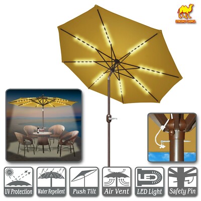 6 7 8 9 Patio Battery Lighted Led Umbrella Tilt Sunshade Garden Balcony Outdoor Home Garden Garden Structures Shade Equipment