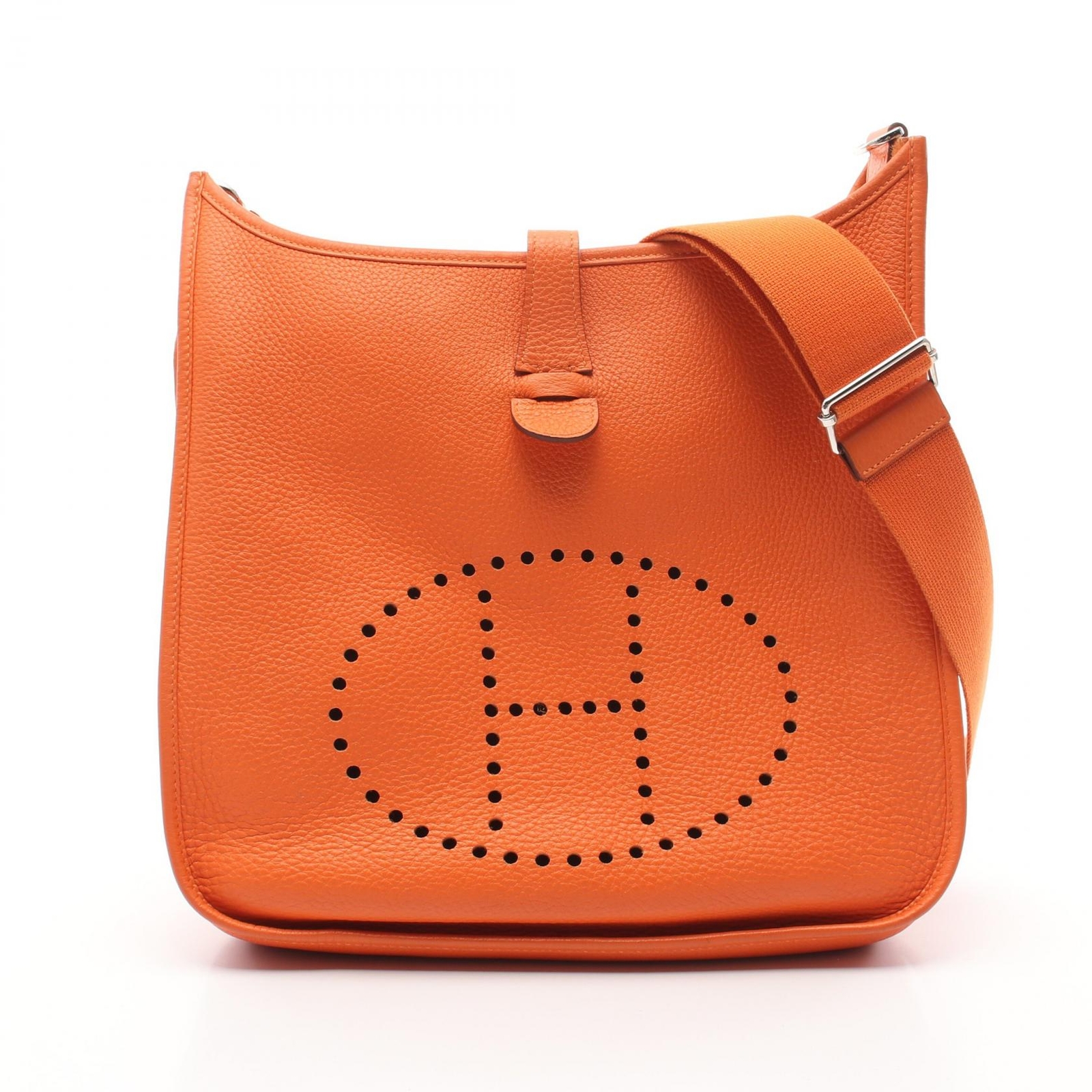 HERMES Evelyne GM Crossbody Bag in Taurillon Clemence Orange 056277CC