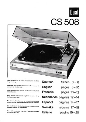 Bedienungsanleitung-Operating Instructions für Dual CS 508