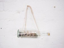 Vintage Ship & Train In a Bottle on Handing Rope Display