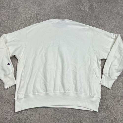 Champion Reverse Weave Sweatshirt Men XL White Blue WM Pullover Fleece Lined EUC - Picture 6 of 13