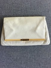 Vintage Mid Century Bienen-Davis Cream Leather Clutch Envelope Bag Purse FUN