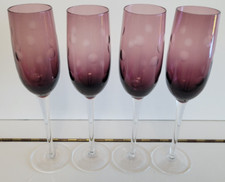 4 MIKASA CHEERS AMETHYST PLUM CHAMPAGNE FLUTE...