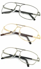 Unisex Metal Frame Pilot Full Clear Lens Reading Glasses Spring Temple RE180