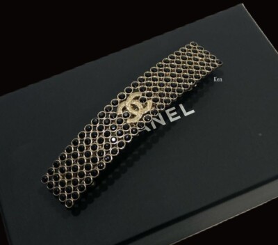 CHANEL Barrette Hair clip pin AUTH Coco Mark CC Black Logo