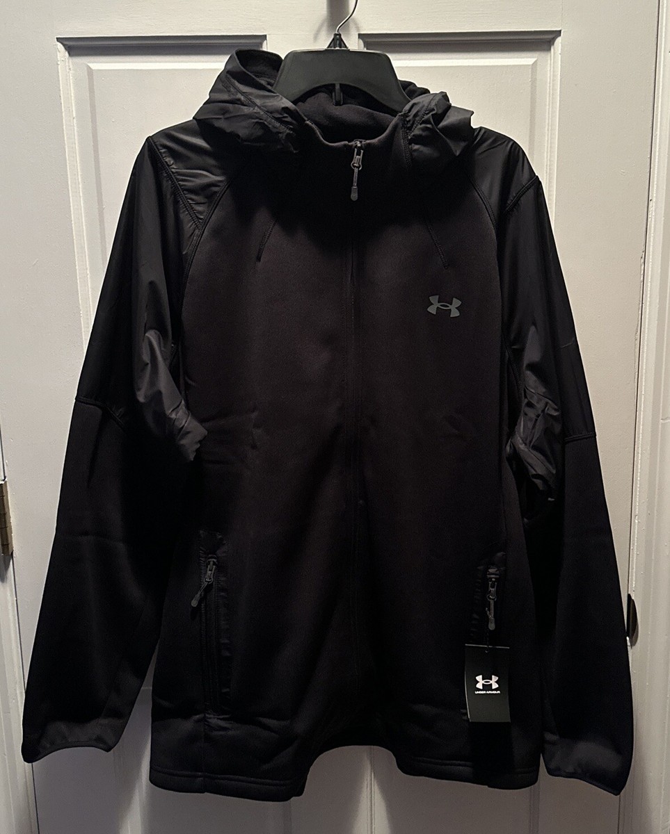 New! Mens Under Armour UA Essential Swacket FullZip Hooded Jacket Black  Size 2XL