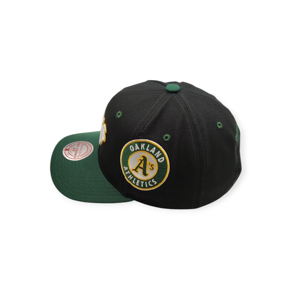 Mitchell & Ness Oakland Athletics Overbite Pro Negro/Verde Snapback Ajustable Foto 4 de 4