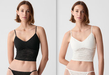 NWT GAP Floral Lace Brami, Bikini Brief, True Black, New Off White, Sz M
