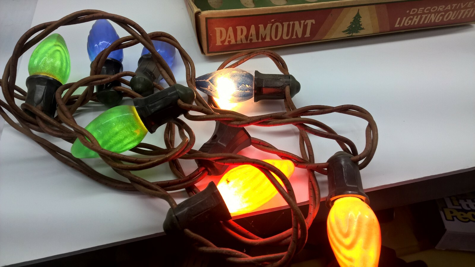 Vintage Paramount Christmas Lights Works 7 String Light Set Original