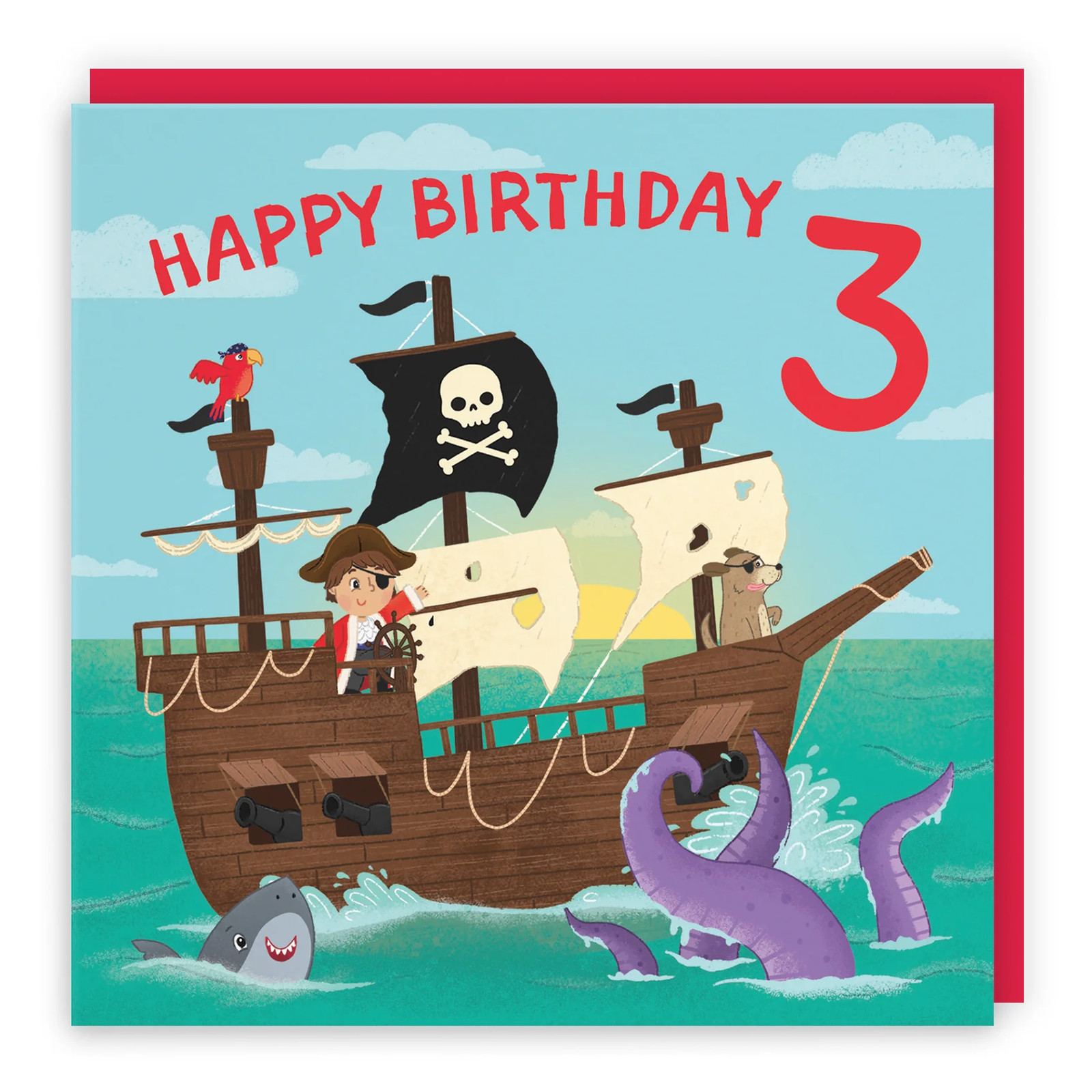 3rd Birthday Card Pirate Ship Imagination