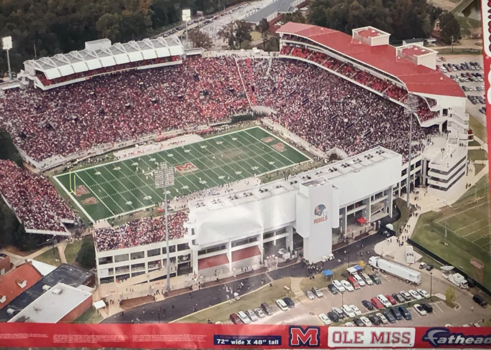 Calcomanía de pared Fathead Ole Miss Vaught Hemingway Stadium ¡¡ENORME!! COL REB HOTTY TODDY! Foto 2 de 4