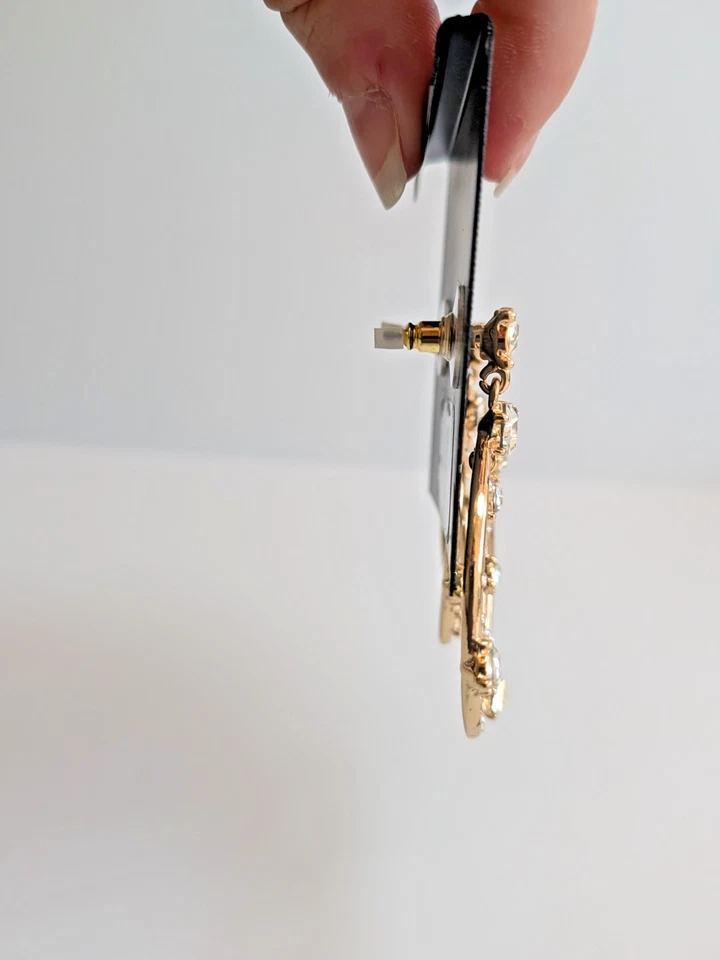 NUEVO CON ETIQUETAS Vince Camuto Cristal Doble Aro Pendientes Colgantes Oro Distintivo Fiesta Foto 4 de 4