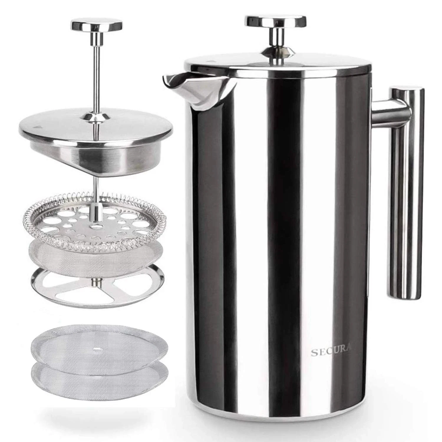 French Press Coffee Maker, 304 Grade Stainless Steel Insulated Coffee
