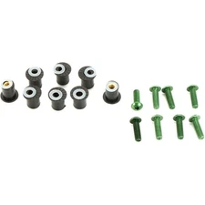 Puig Hi-Tech Parts Green Windscreen Screw Kit w/Well Nuts - 0957V